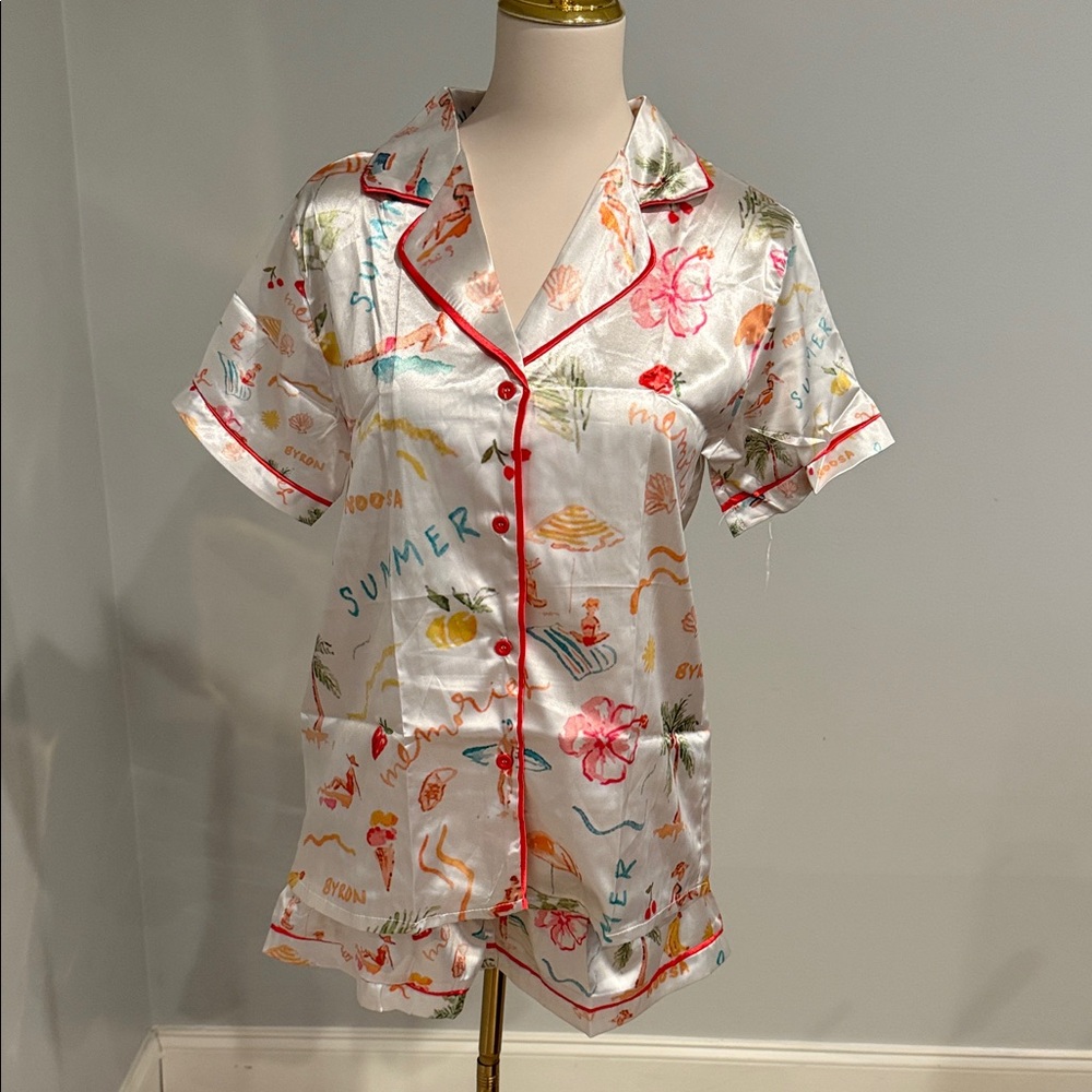 Women’s Mermaid Summer Floral Print Satin Pajama Set